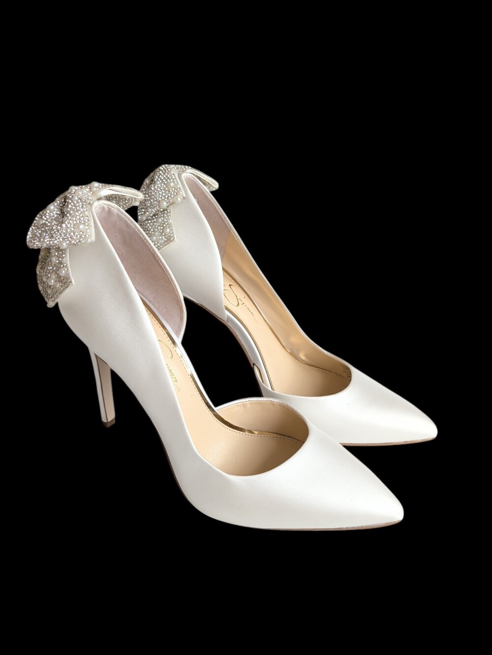 Jessica Simpson "JS Prisma 12B" d'Orsay Bridal Heels 10M White Matte Satin